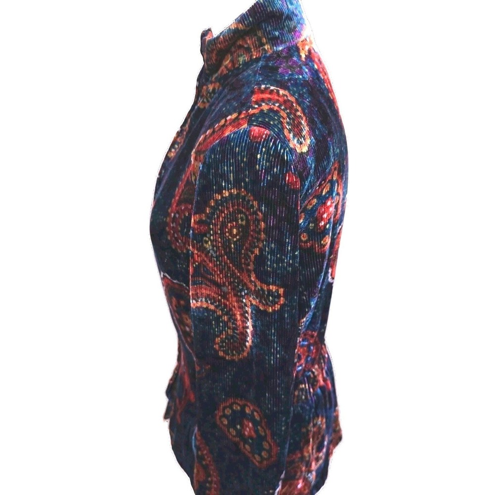 Etcetera Velvet Paisley Fitted Jacket Silk Blend Quilted Lined Boho Luxe Women 4 - Picture 5 of 13
